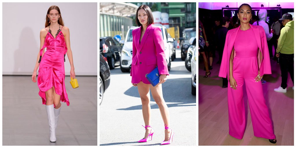 3 modelos vistiendo ropa de color fucsia